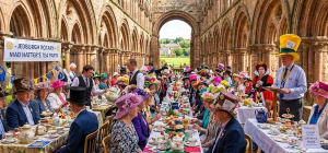 guests enjoying tea in the abbey